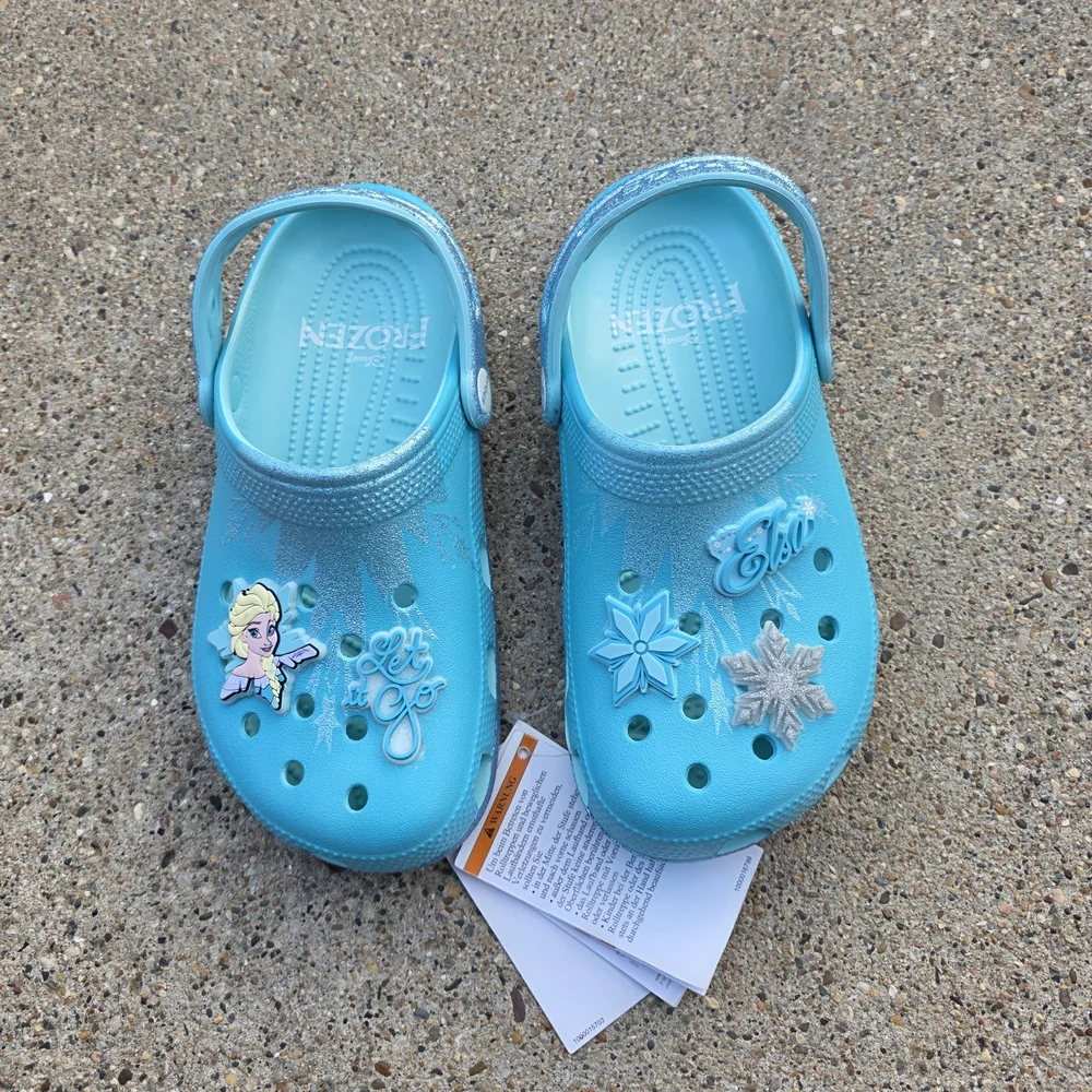 Frozen Kids Blue Crocs Sandals Youth Girls 4Y